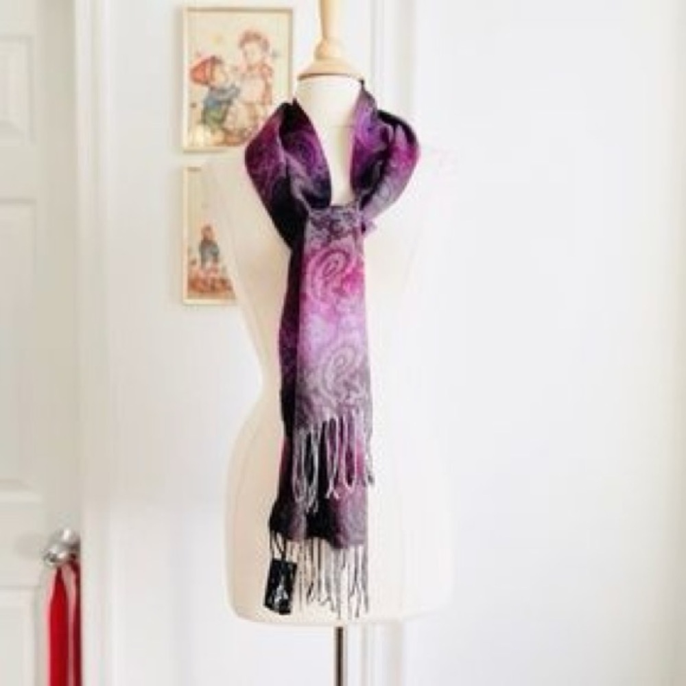 STEVE MADDEN Purple Mid Weight Ombre Paisley Muffler Scarf - Picture 5 of 7